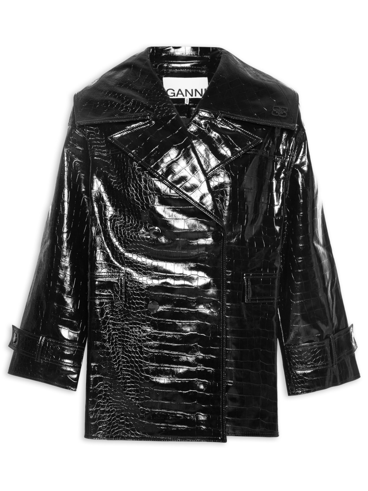 Jaqueta Feminina Future Coated Double Breasted Midi - Preto