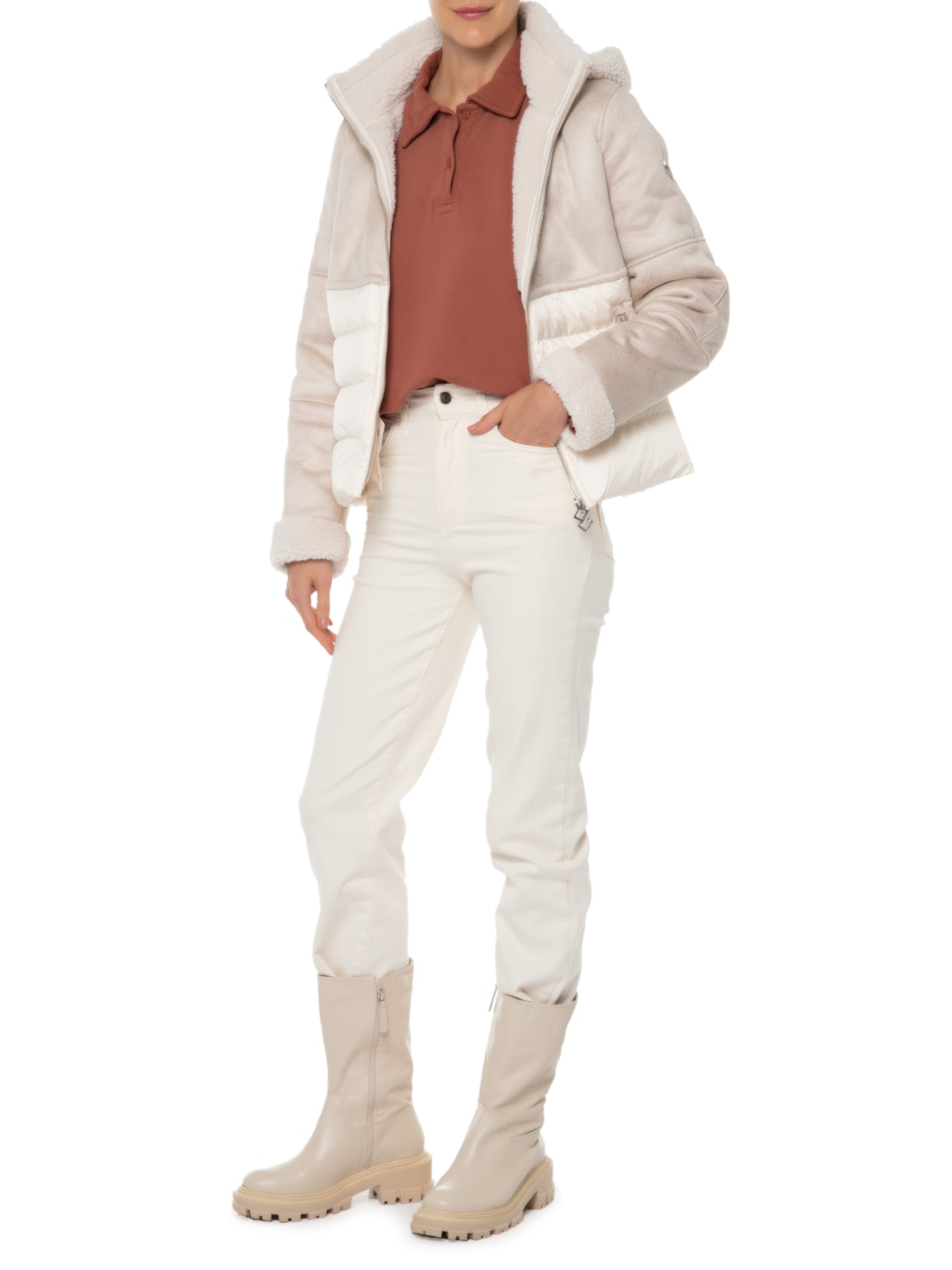 Jaqueta Feminina Giubbotto Bege Ea7 Emporio Armani