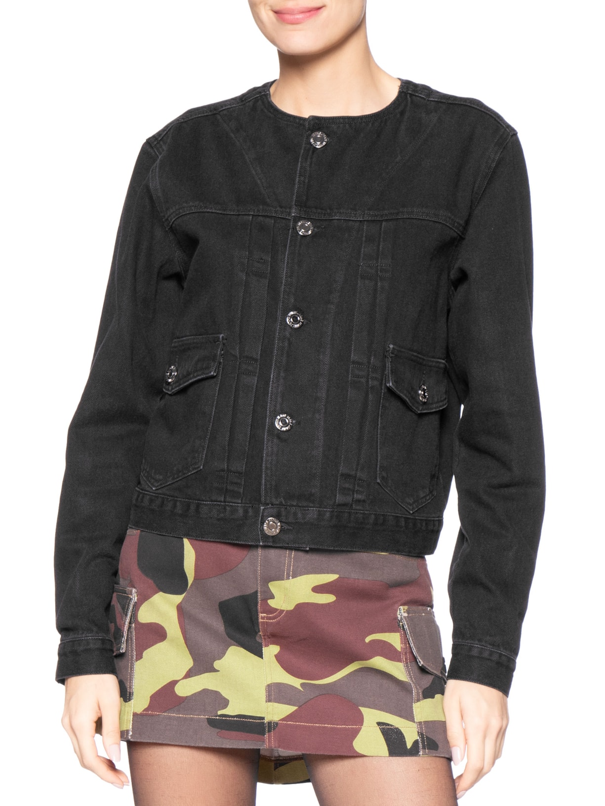 Jaqueta Feminina Jeans Basic Gola Padre Preto Animale Jeans