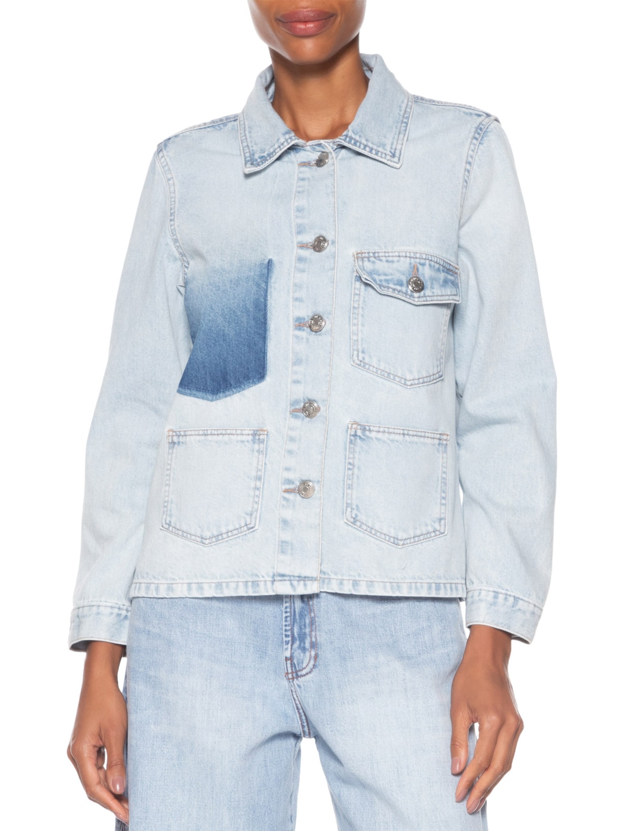 Jaqueta Feminina Jeans Bolso Reserva Azul Maria Filó