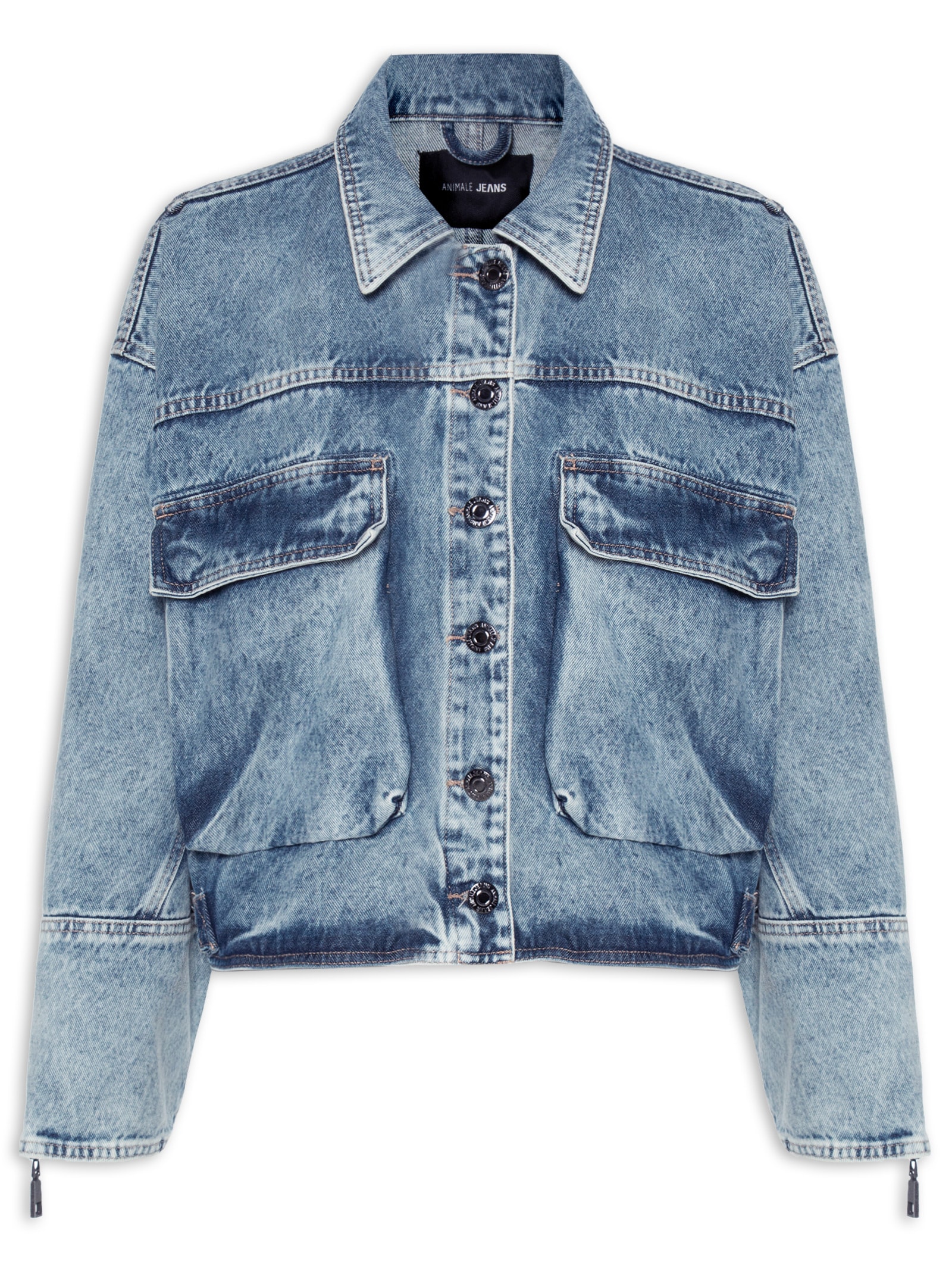 Jaqueta Feminina Jeans Bolsos Frente - Animale Jeans - Azul