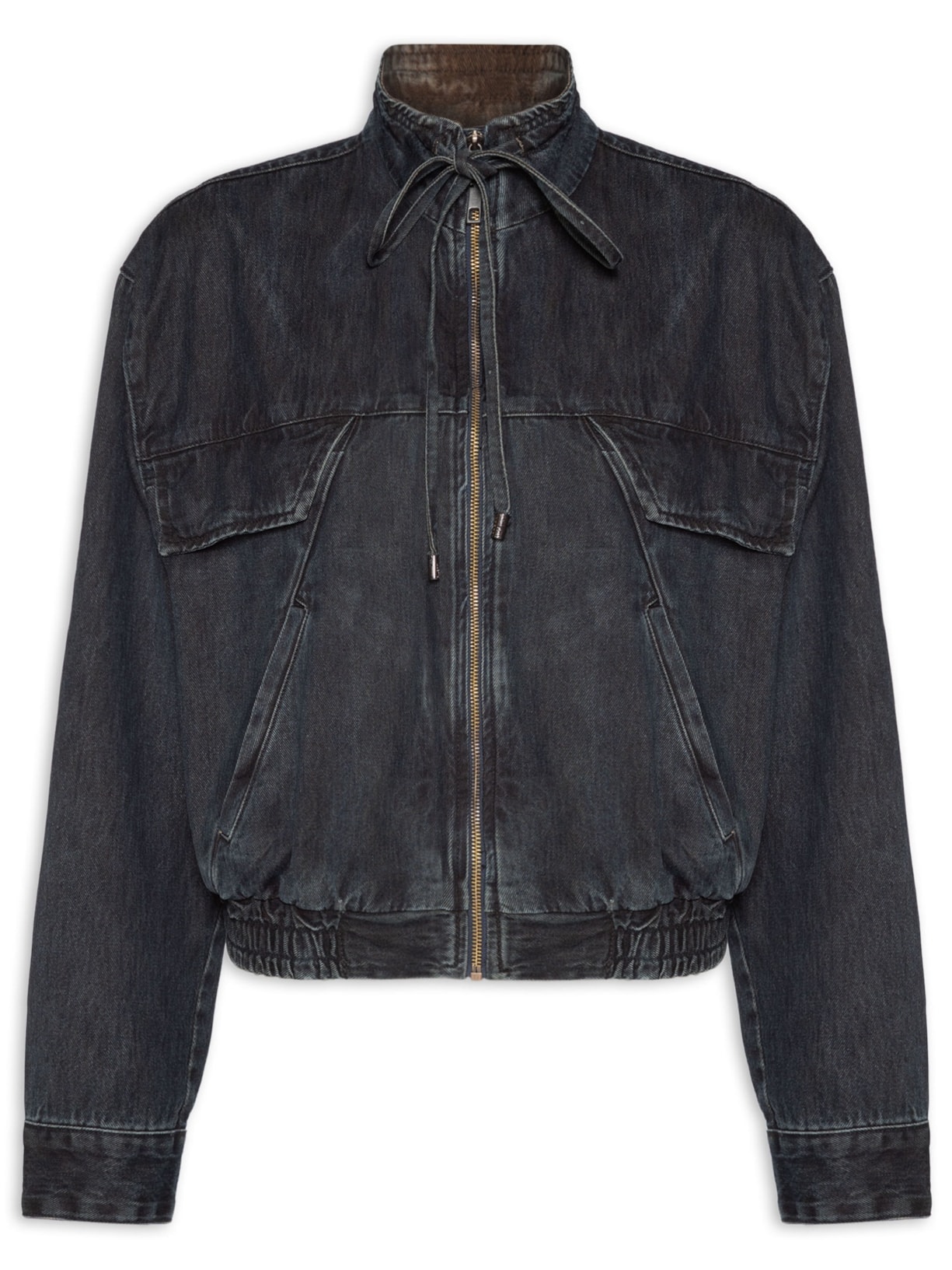 Jaqueta Feminina Jeans Bomber Recortes - Azul