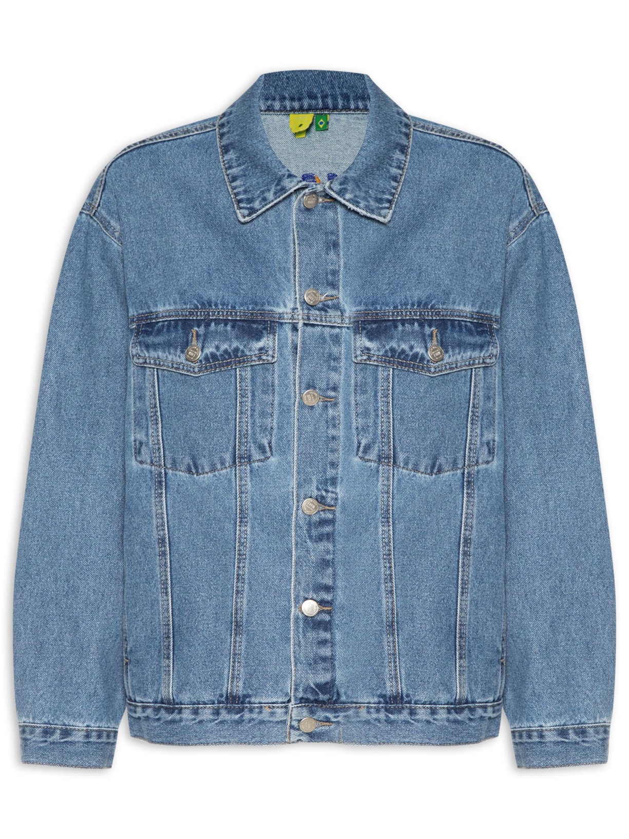 Jaqueta Feminina Jeans Bordado Poster Carioca - Azul