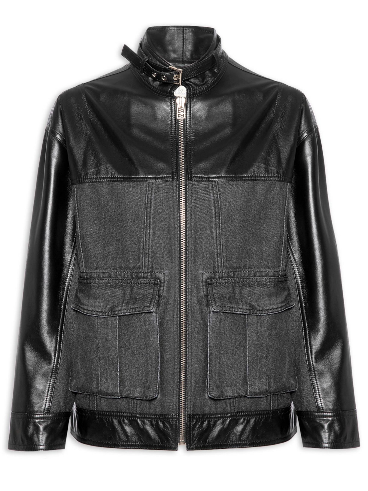 Jaqueta Feminina Jeans Couro Vicky - Preto