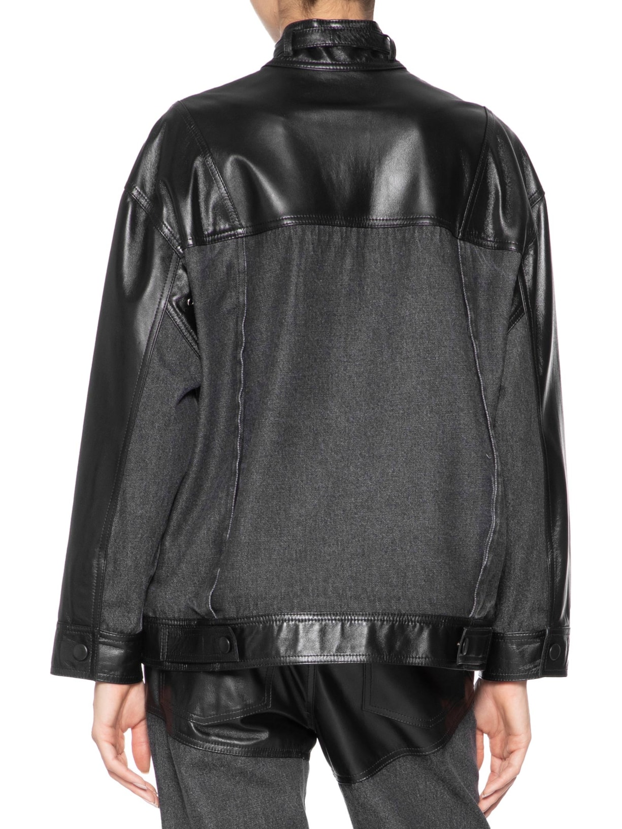 Jaqueta Feminina Jeans Couro Vicky Preto Nk