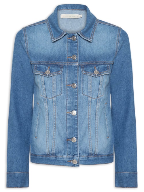 Jaqueta Feminina Jeans Desgastes Vintage – Azul
