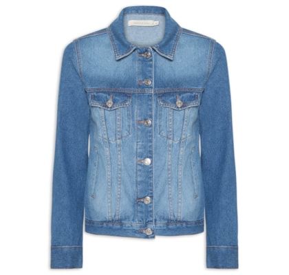 Jaqueta Feminina Jeans Desgastes Vintage - Azul