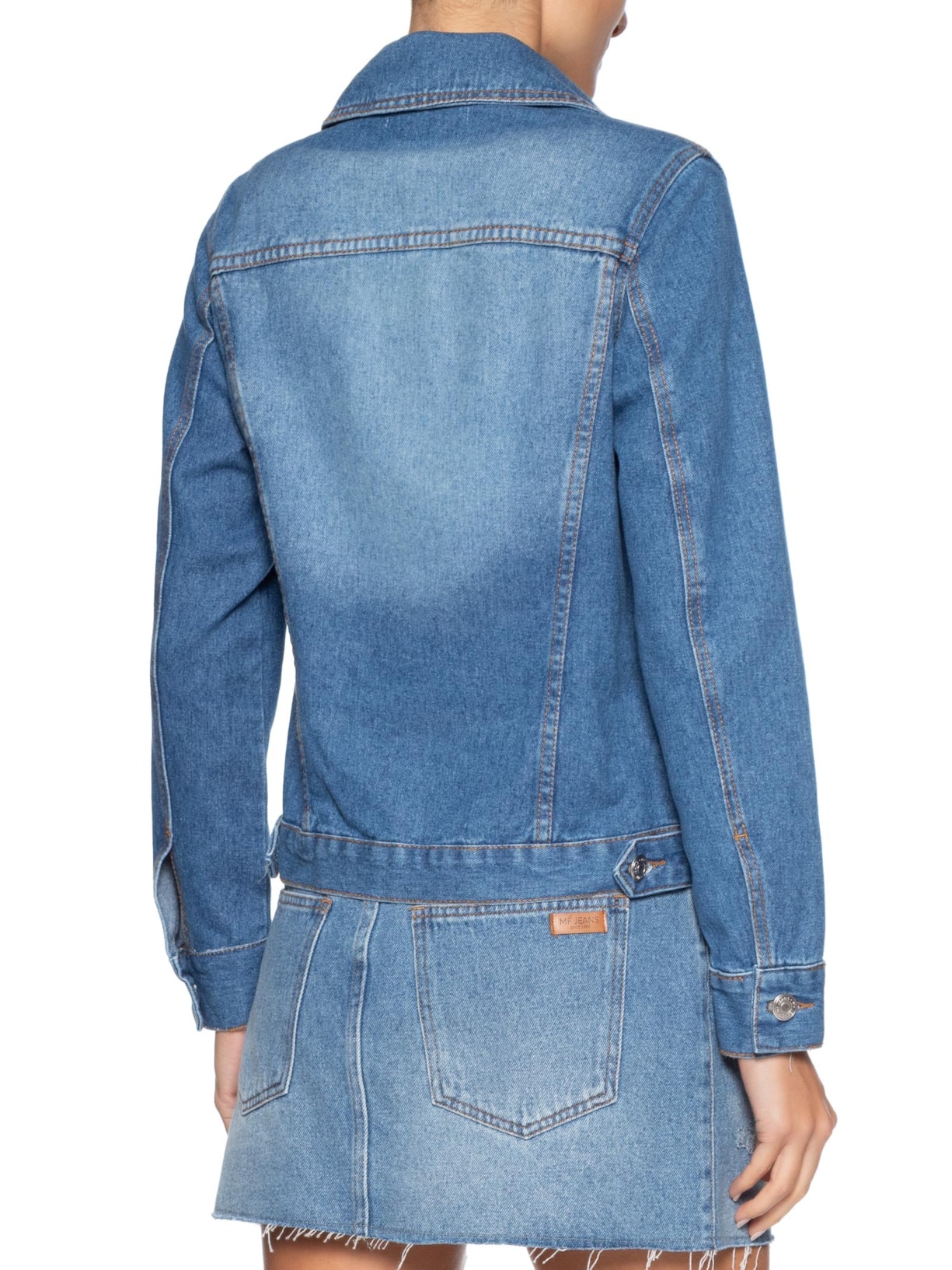 Jaqueta Feminina Jeans Desgastes Vintage Azul Maria Filó