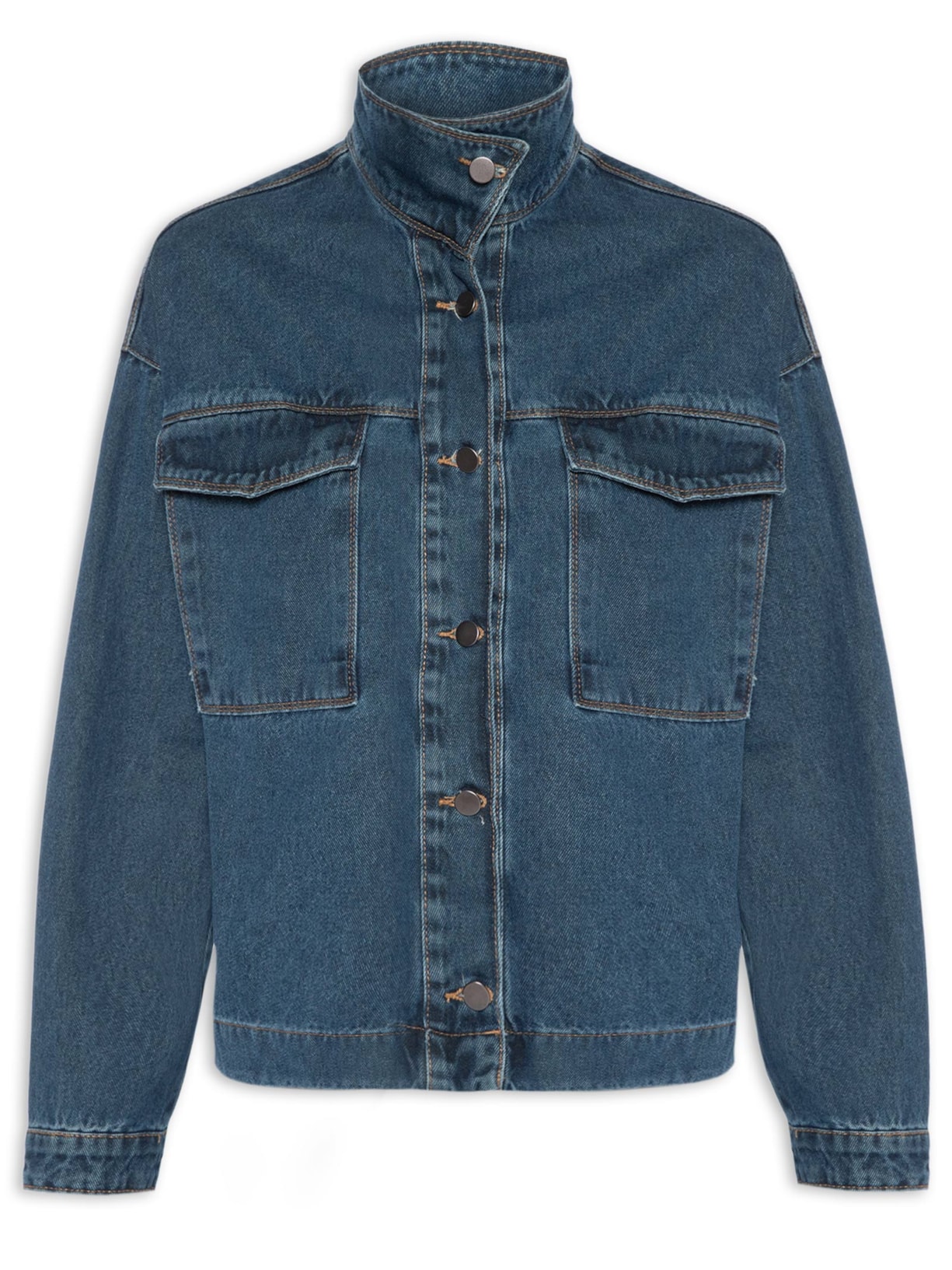 Jaqueta Feminina Jeans Gola Alta Azul Market 33