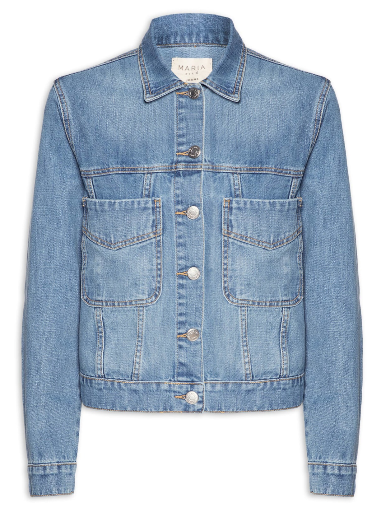 Jaqueta Feminina Jeans Gola Bordada - Azul