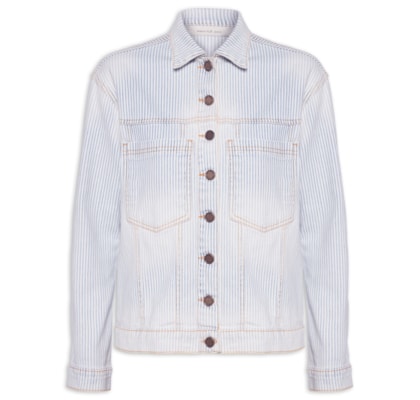 Jaqueta Feminina Jeans Listrado - Azul