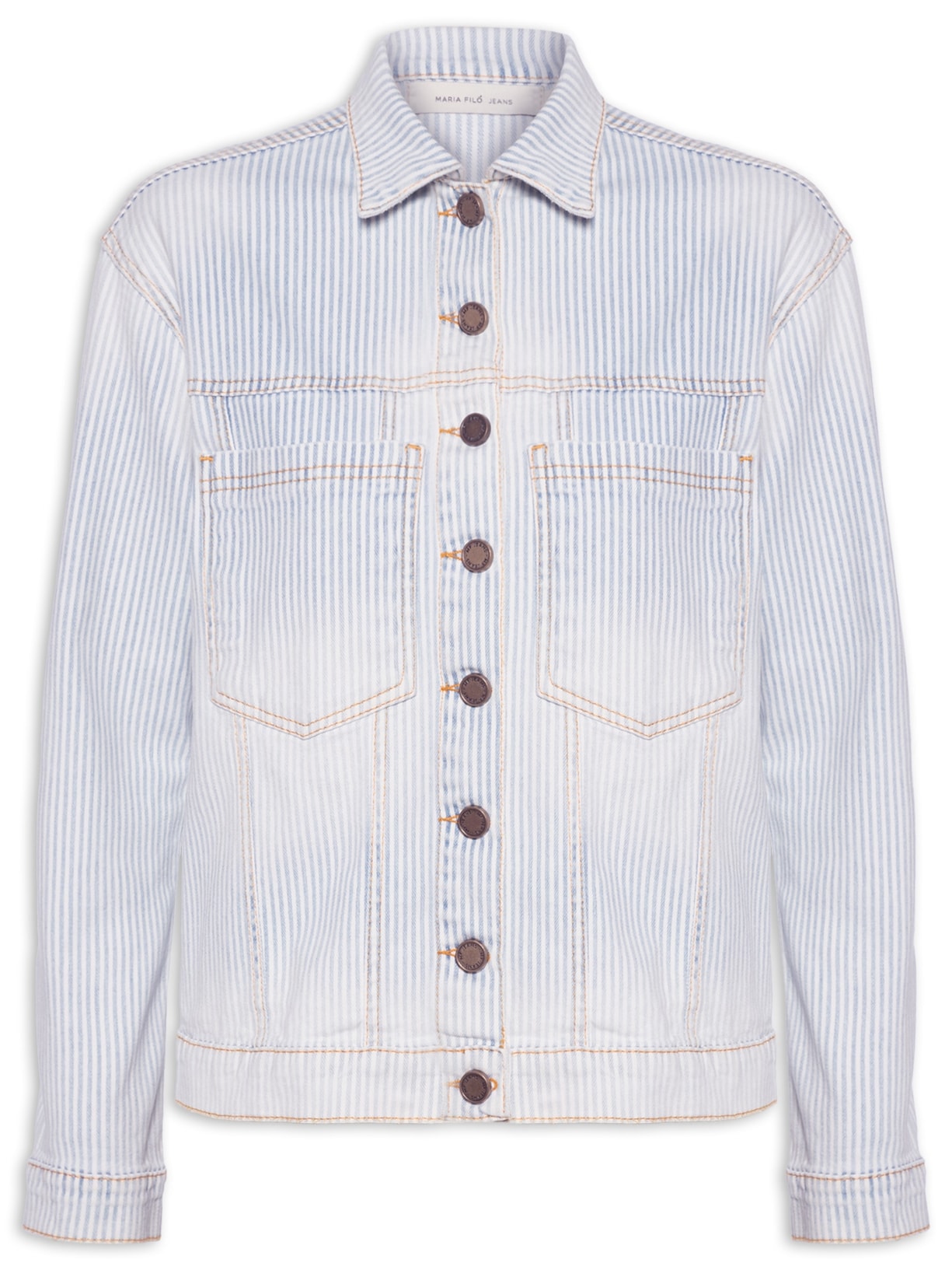 Jaqueta Feminina Jeans Listrado - Azul