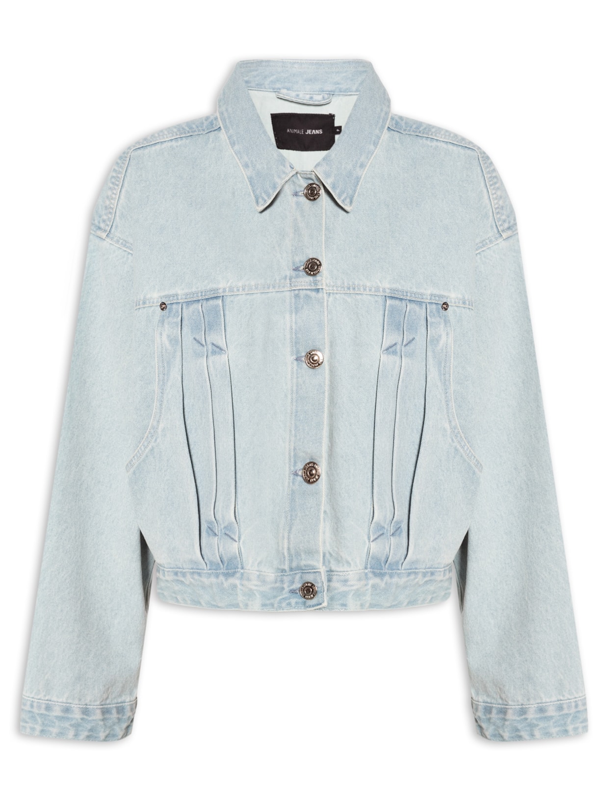 Jaqueta Feminina Jeans Overboy Pregas Frontais - Azul