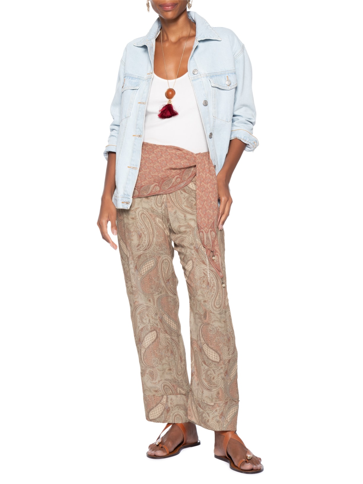 Jaqueta Feminina Jeans Oversized Recortes Azul Maria Filó