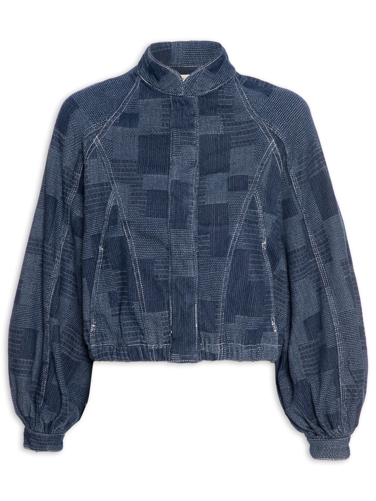 Jaqueta Feminina Jeans Patchwork - Azul