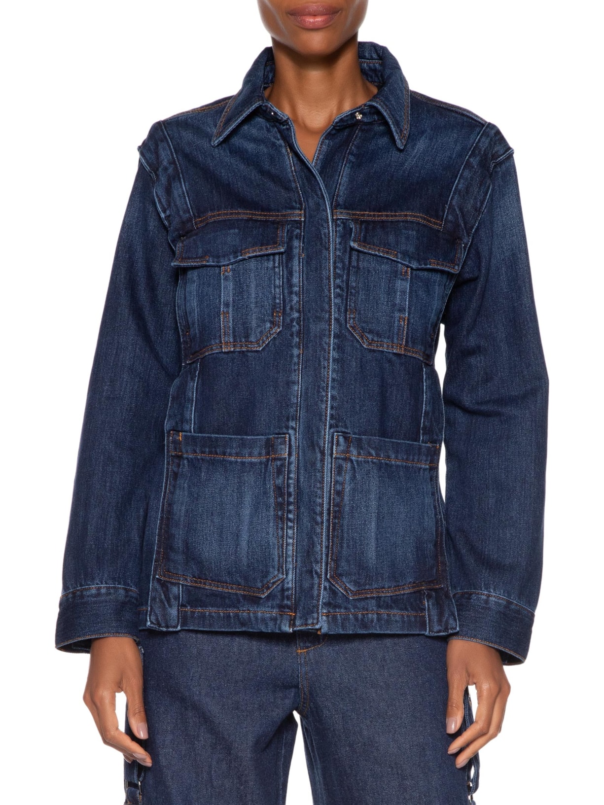 Jaqueta Feminina Jeans Recorte Cava Azul Animale