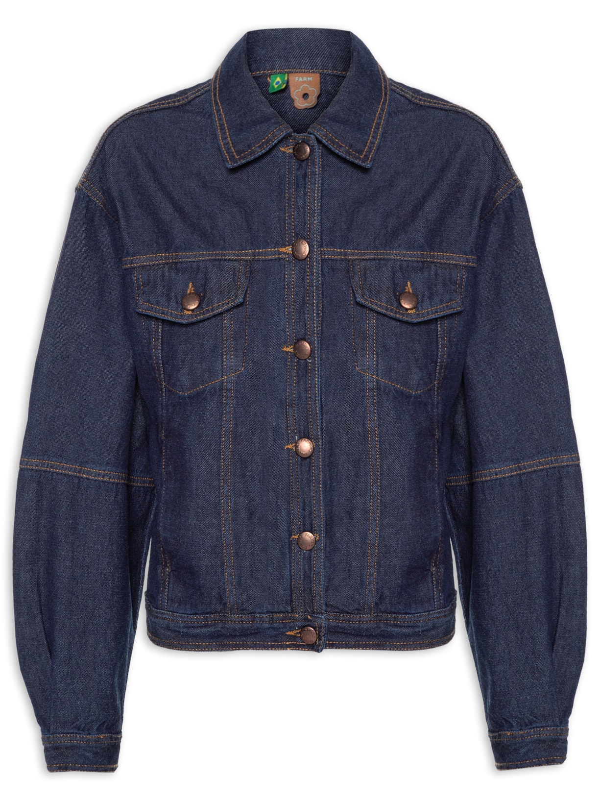 Jaqueta Feminina Jeans Recorte Western - Azul