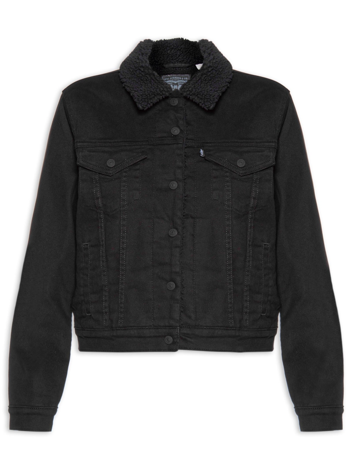Jaqueta Feminina Jeans Sherpa Original - Preto