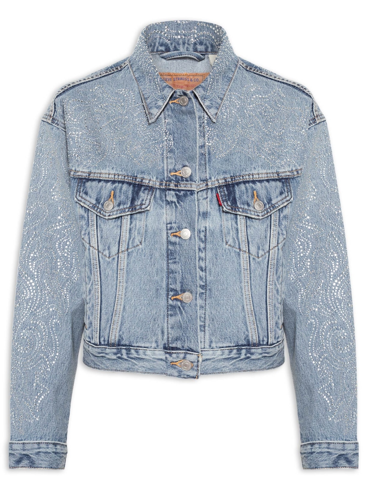 Jaqueta Feminina Jeans Shrunken 90S No Pleat Trucker Beyonce - Azul