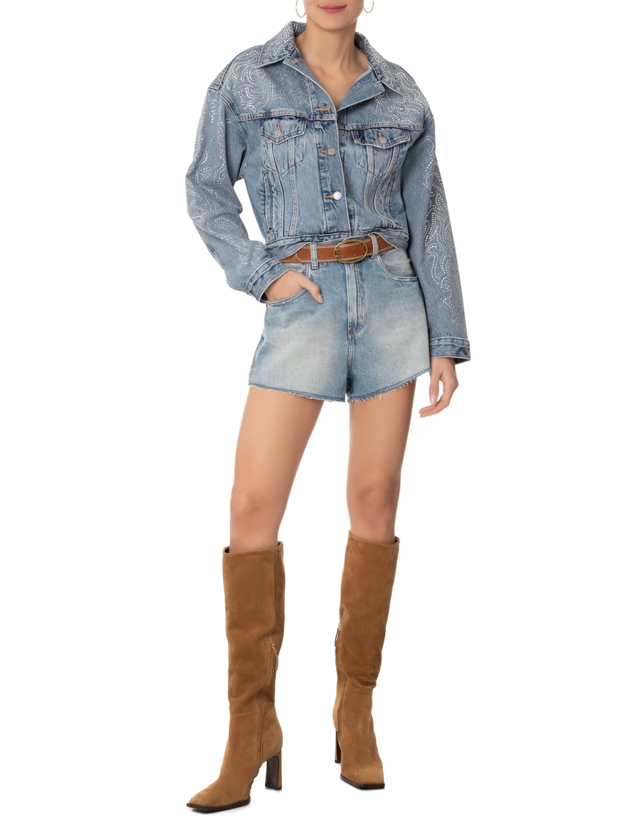 Jaqueta Feminina Jeans Shrunken 90S No Pleat Trucker Beyonce Azul Levi's + Beyoncé