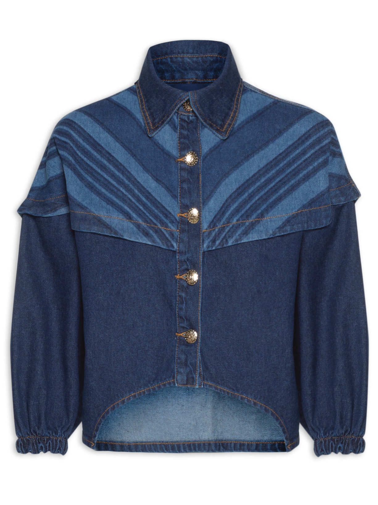 Jaqueta Feminina Jeans Stripes - Azul