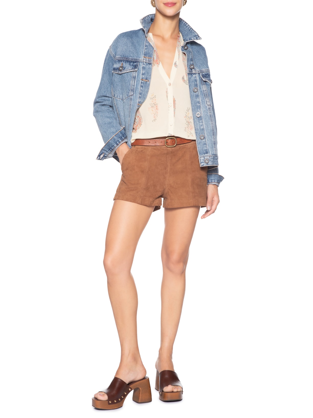 Jaqueta Feminina Jeans Used Azul Maria Filó