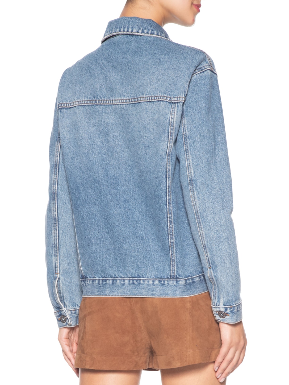 Jaqueta Feminina Jeans Used Azul Maria Filó