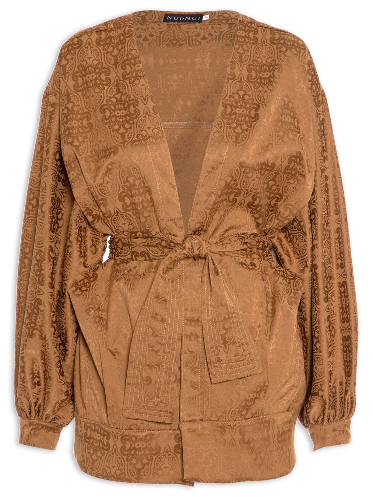 Jaqueta Feminina Kimono Jacquard - Marrom