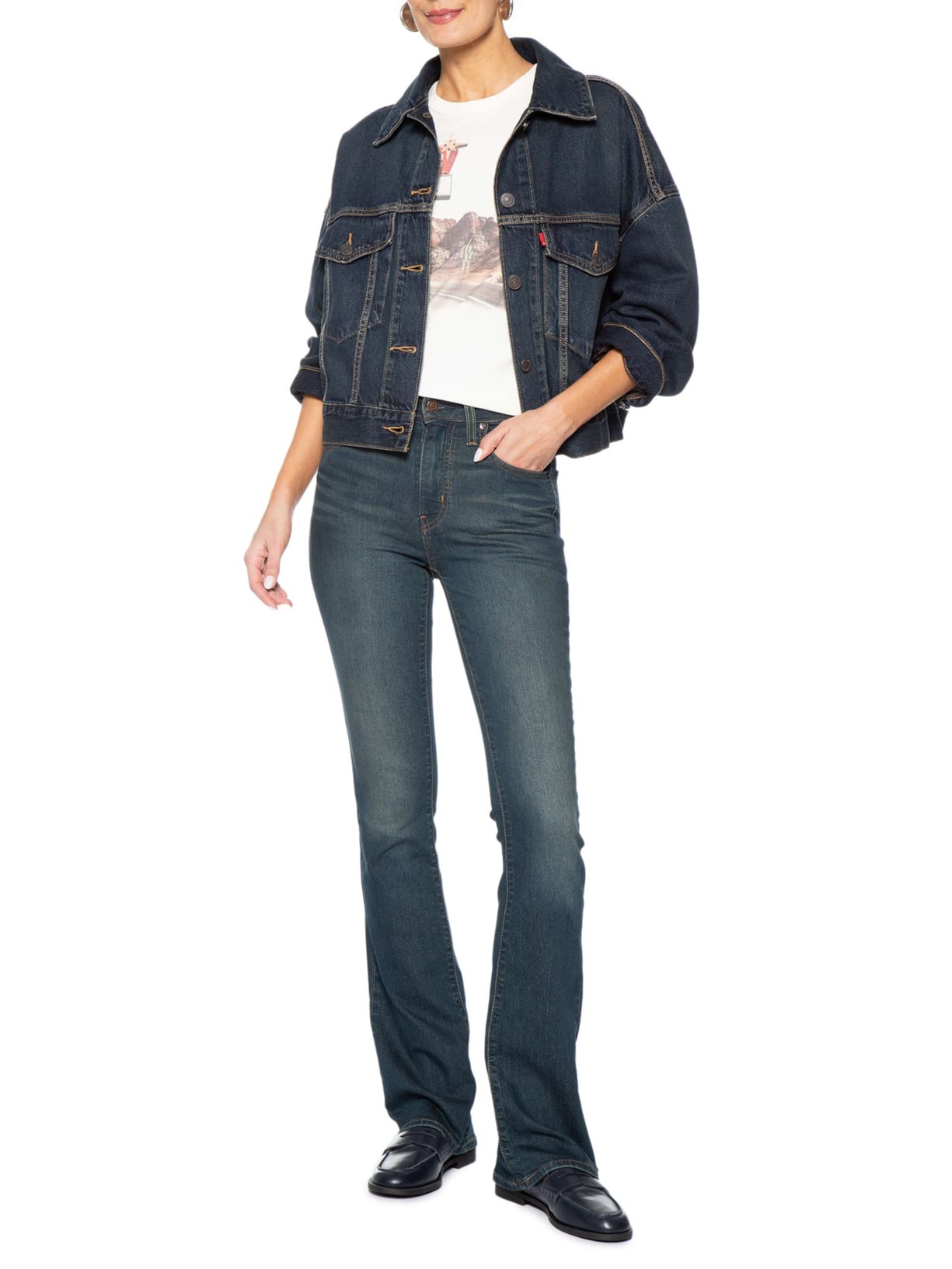 Jaqueta Feminina Levi's Loose Crop Trucker Azul Levi's