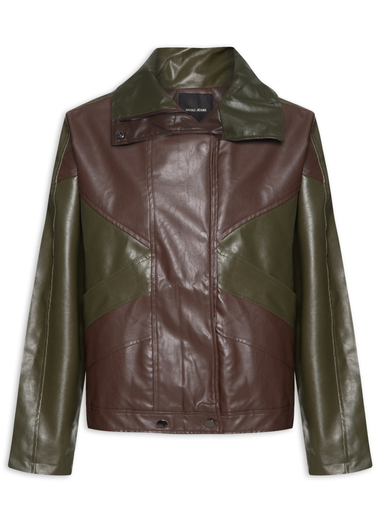 Jaqueta Feminina Like Leather Over Com Recortes - Verde