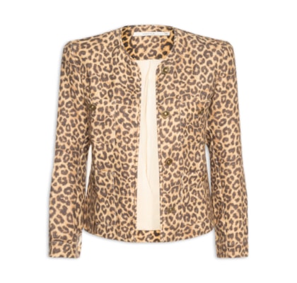 Jaqueta Feminina Linho Estampa Onça - Animal Print