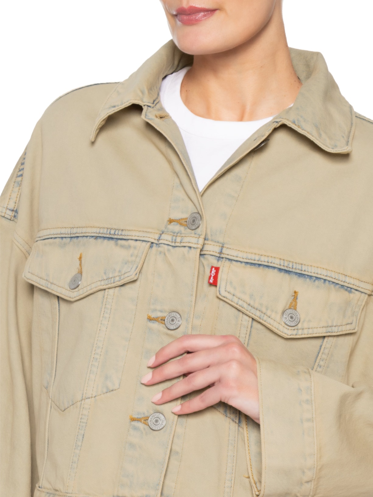 Jaqueta Feminina Loose Crop Trucker Bege Levi's