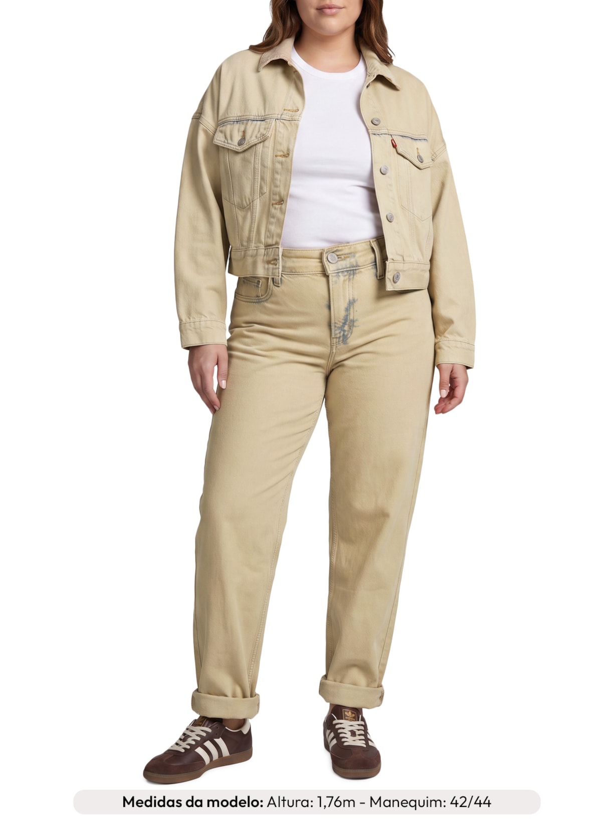 Jaqueta Feminina Loose Crop Trucker Bege Levi's