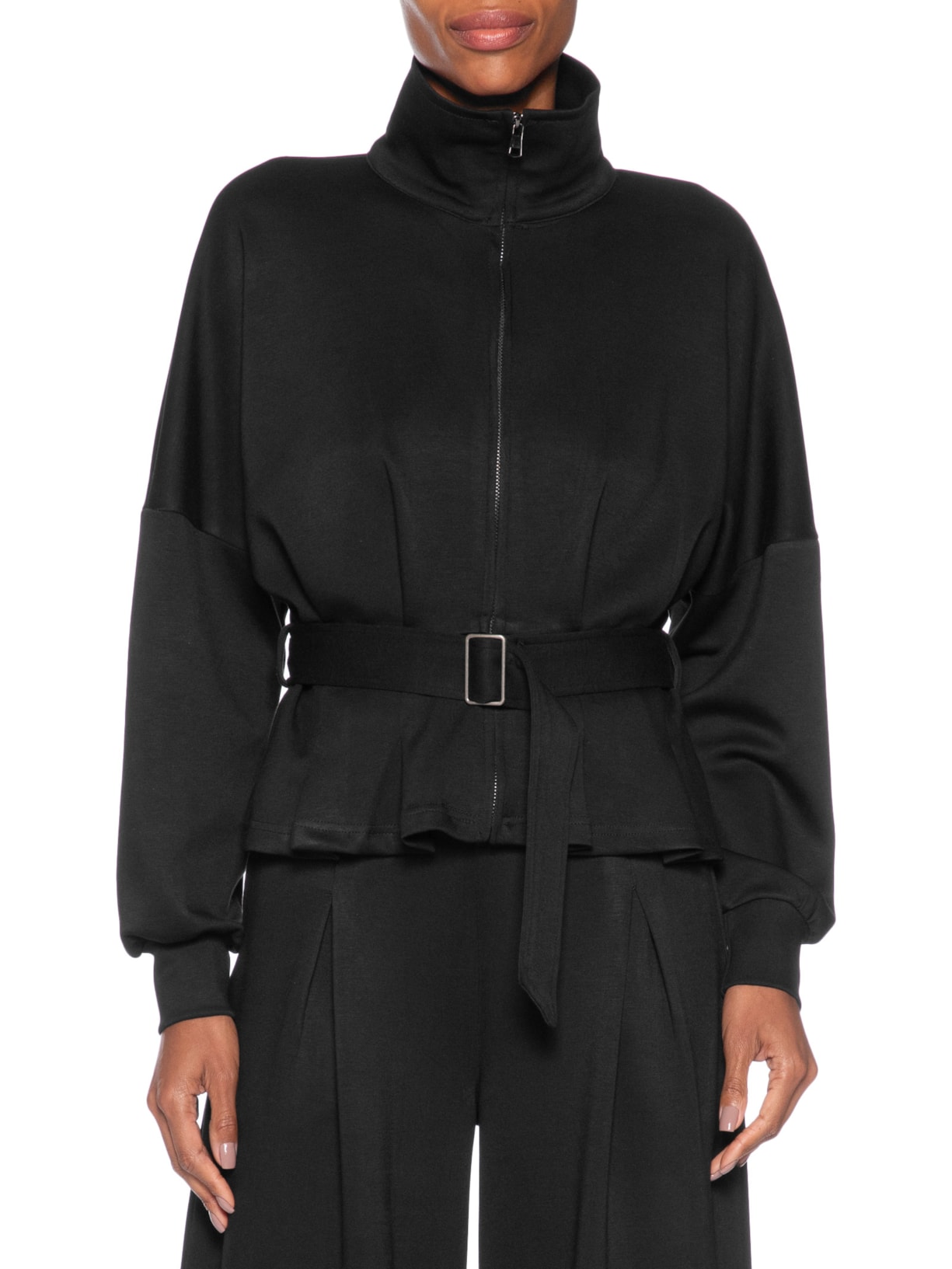 Jaqueta Feminina Moletom com Pregas – Preto Basiq