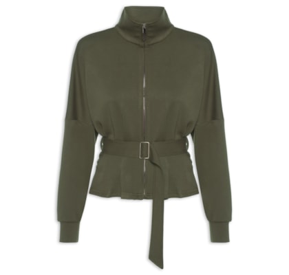 Jaqueta Feminina Moletom com Pregas – Verde