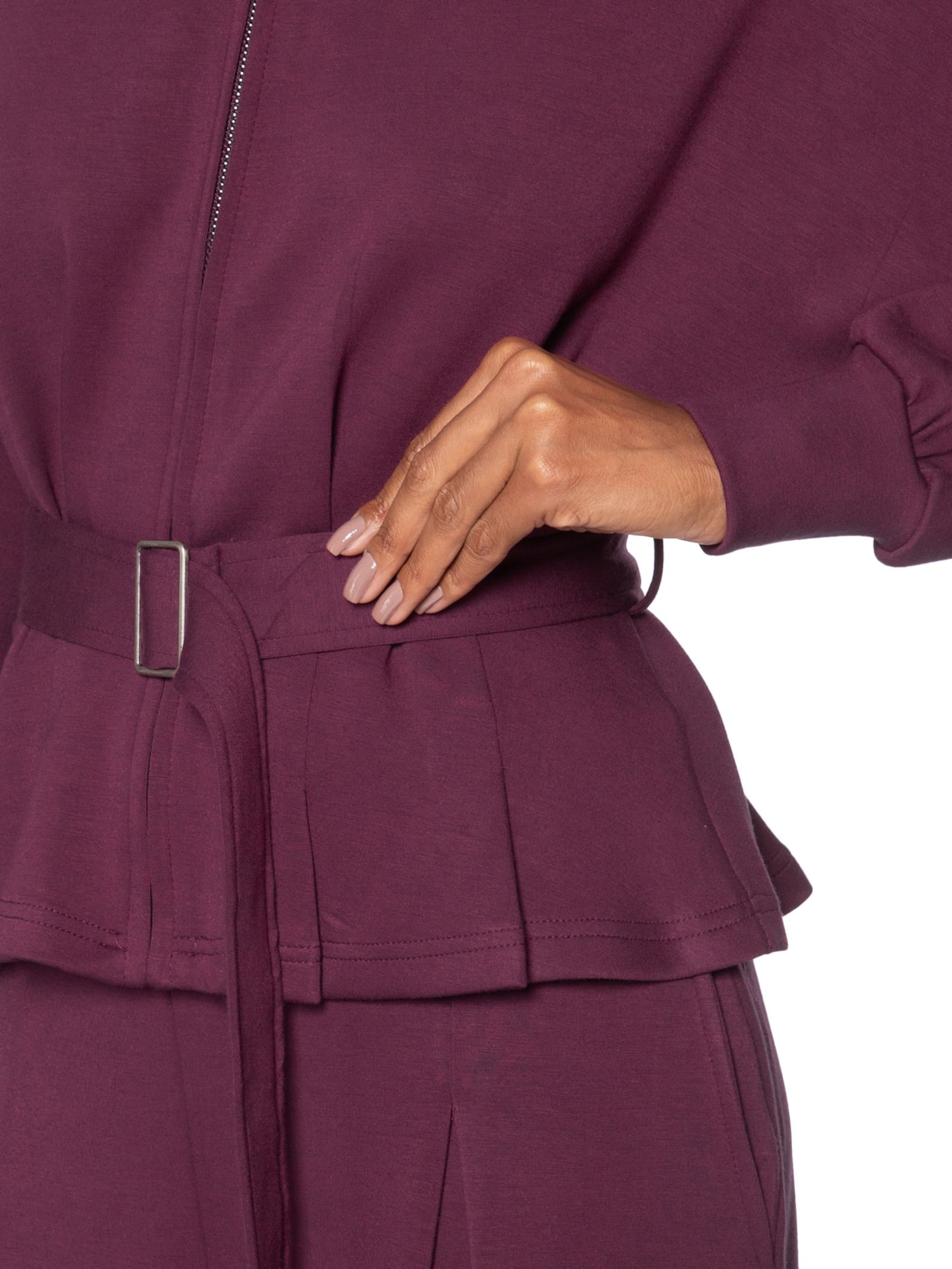 Jaqueta Feminina Moletom com Pregas – Vermelho Basiq