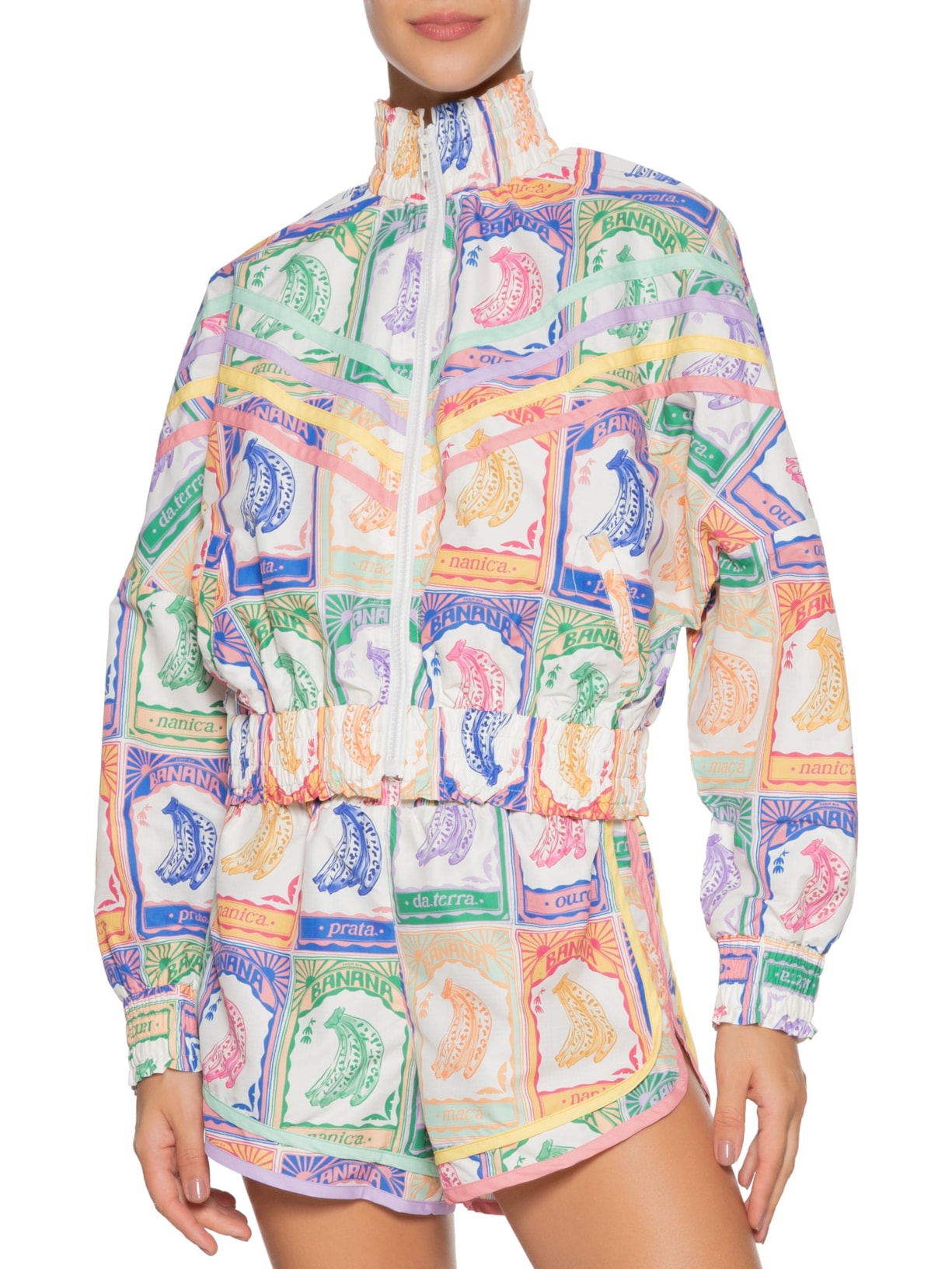 Jaqueta Feminina Nylon Banana Selo Bege Farm Praia