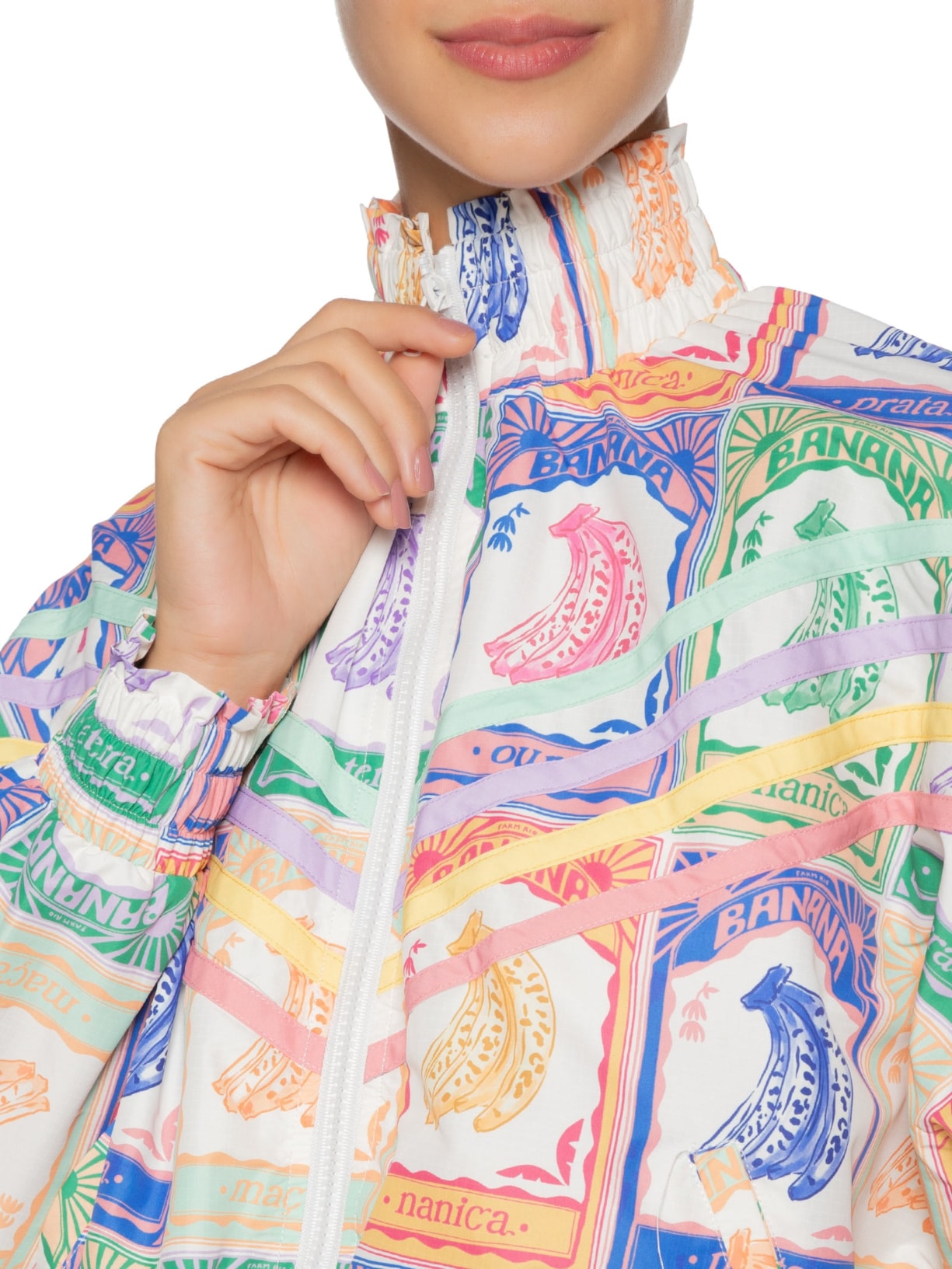 Jaqueta Feminina Nylon Banana Selo Bege Farm Praia