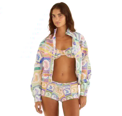 Jaqueta Feminina Nylon Banana Selo - Bege