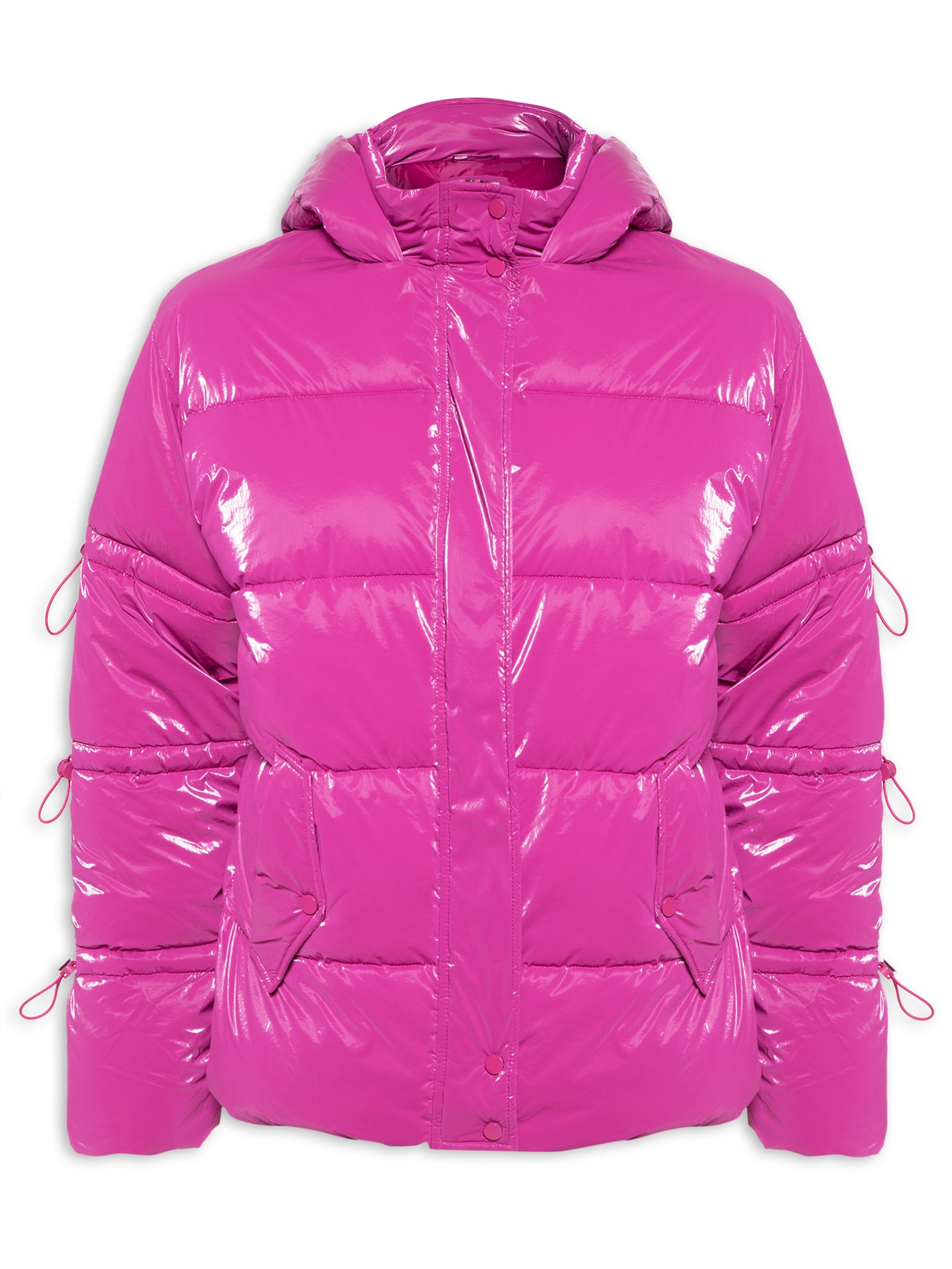 Jaqueta Feminina Nylon Padding Stopper Manga - Animale Jeans - Rosa