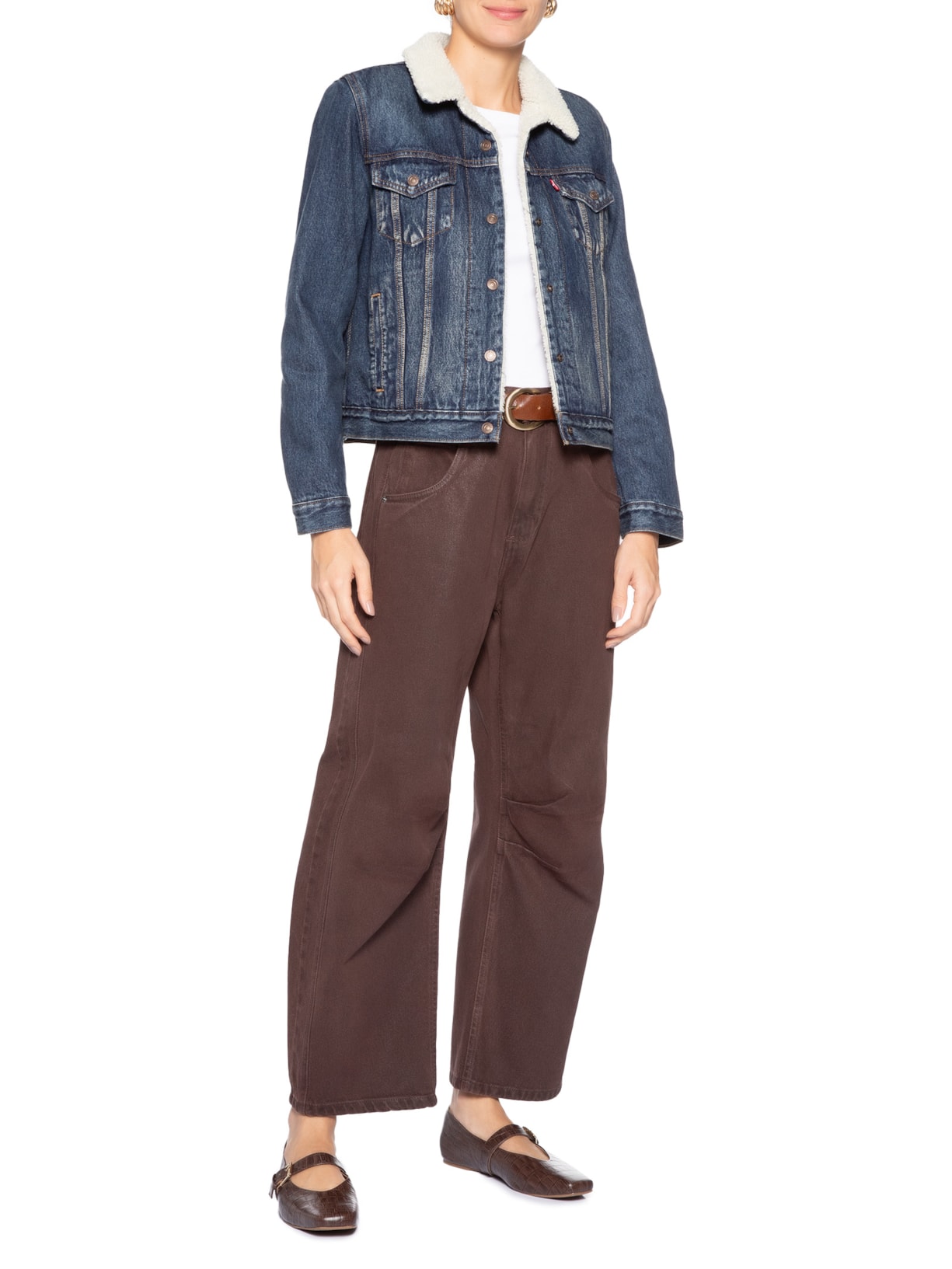 Jaqueta Feminina Original Sherpa Trucker Azul Levi's