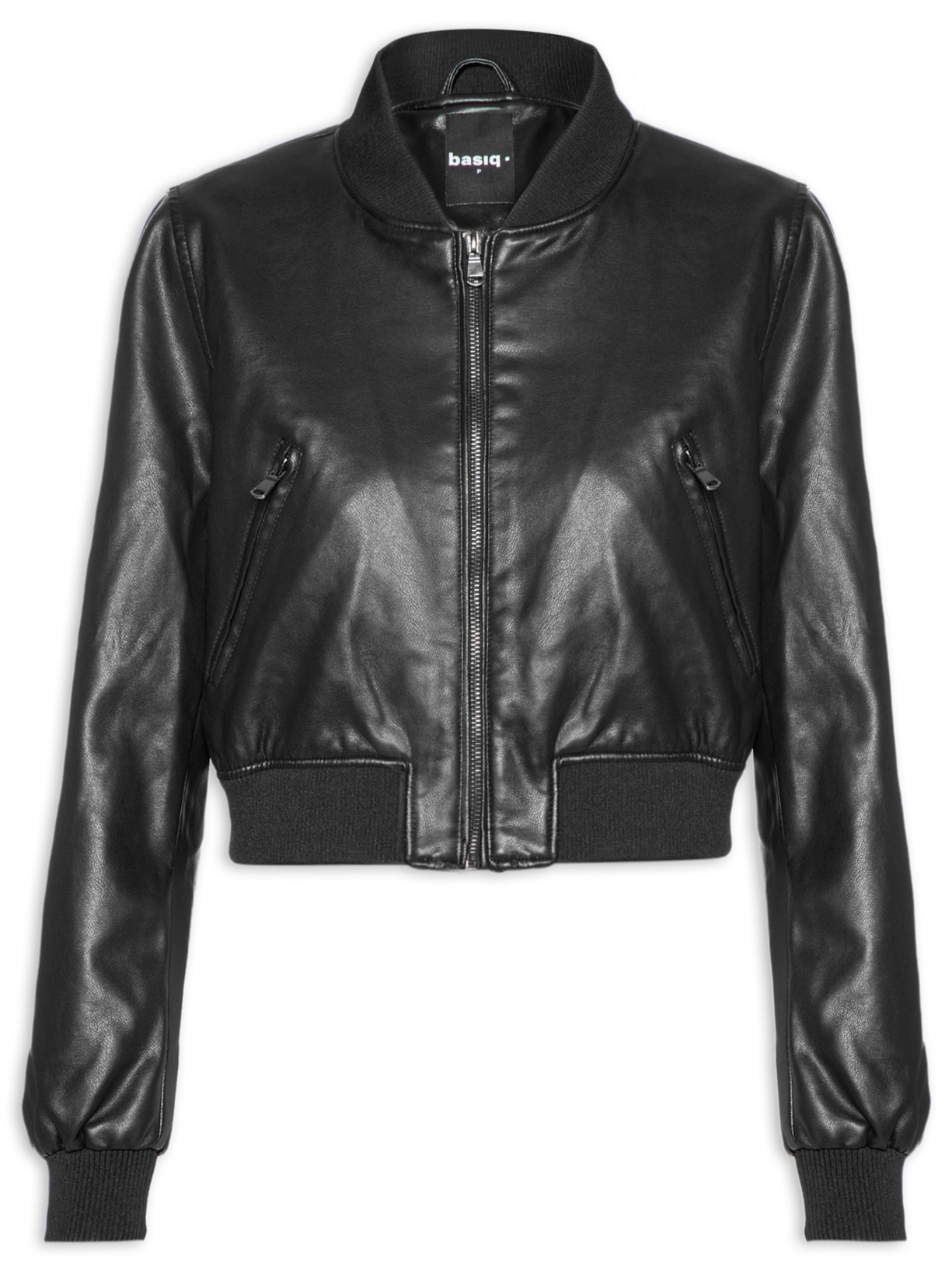 Jaqueta Feminina P.U Com Bolsos Frontais - Preto