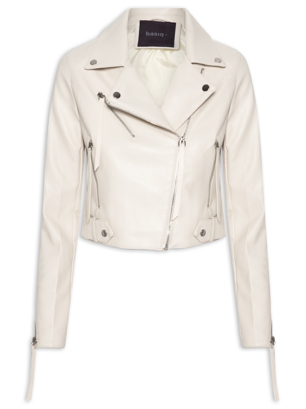 Jaqueta Feminina P.U. Curta Com Zíper - Bege