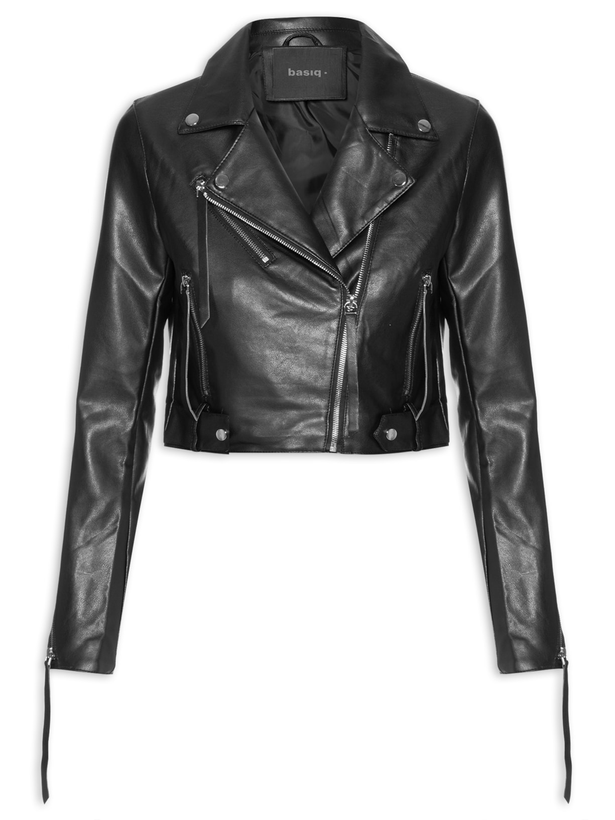 Jaqueta Feminina P.U. Curta Com Zíper - Preto