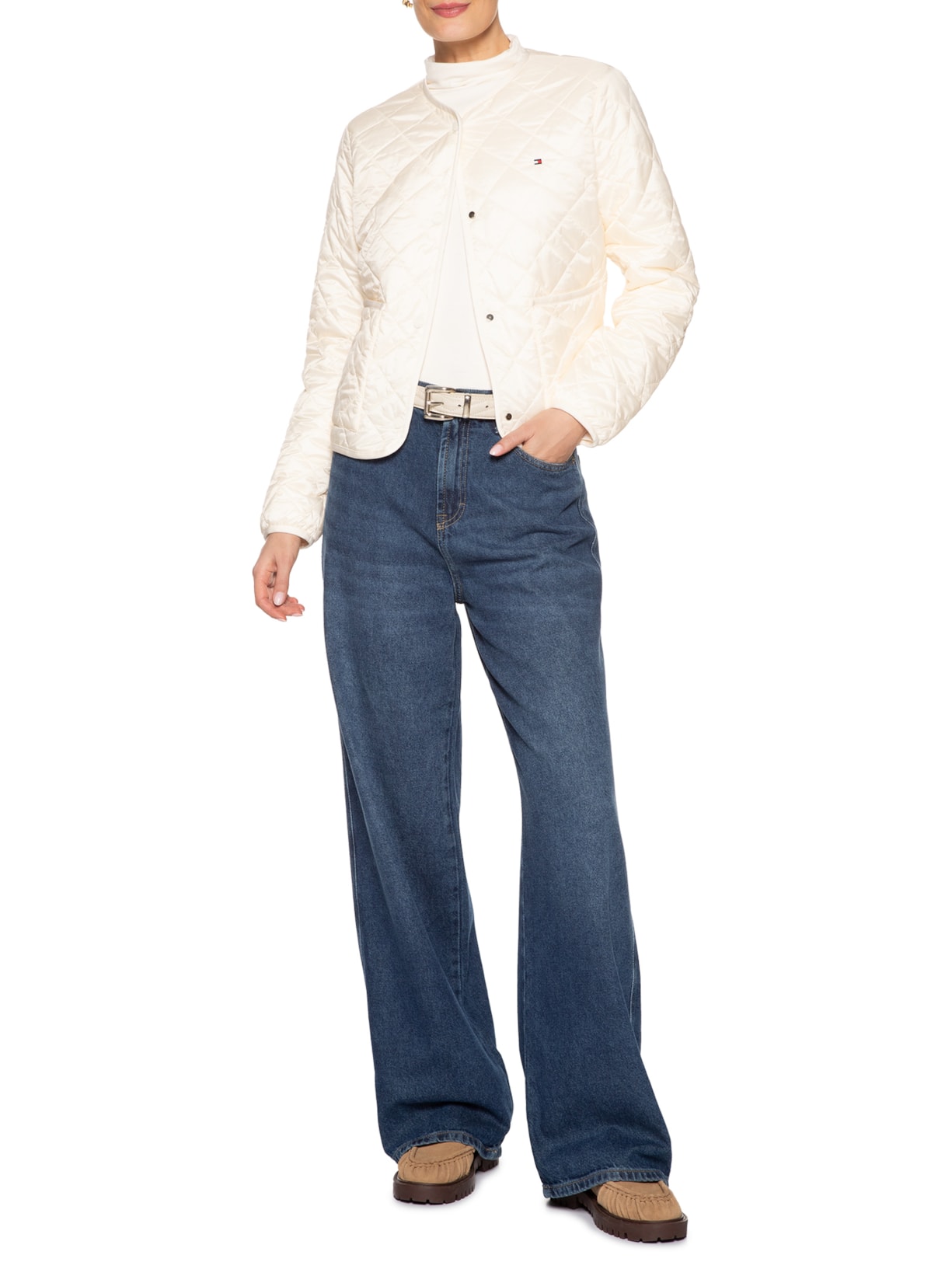 Jaqueta Feminina Padded Quilted Off White Tommy Hilfiger