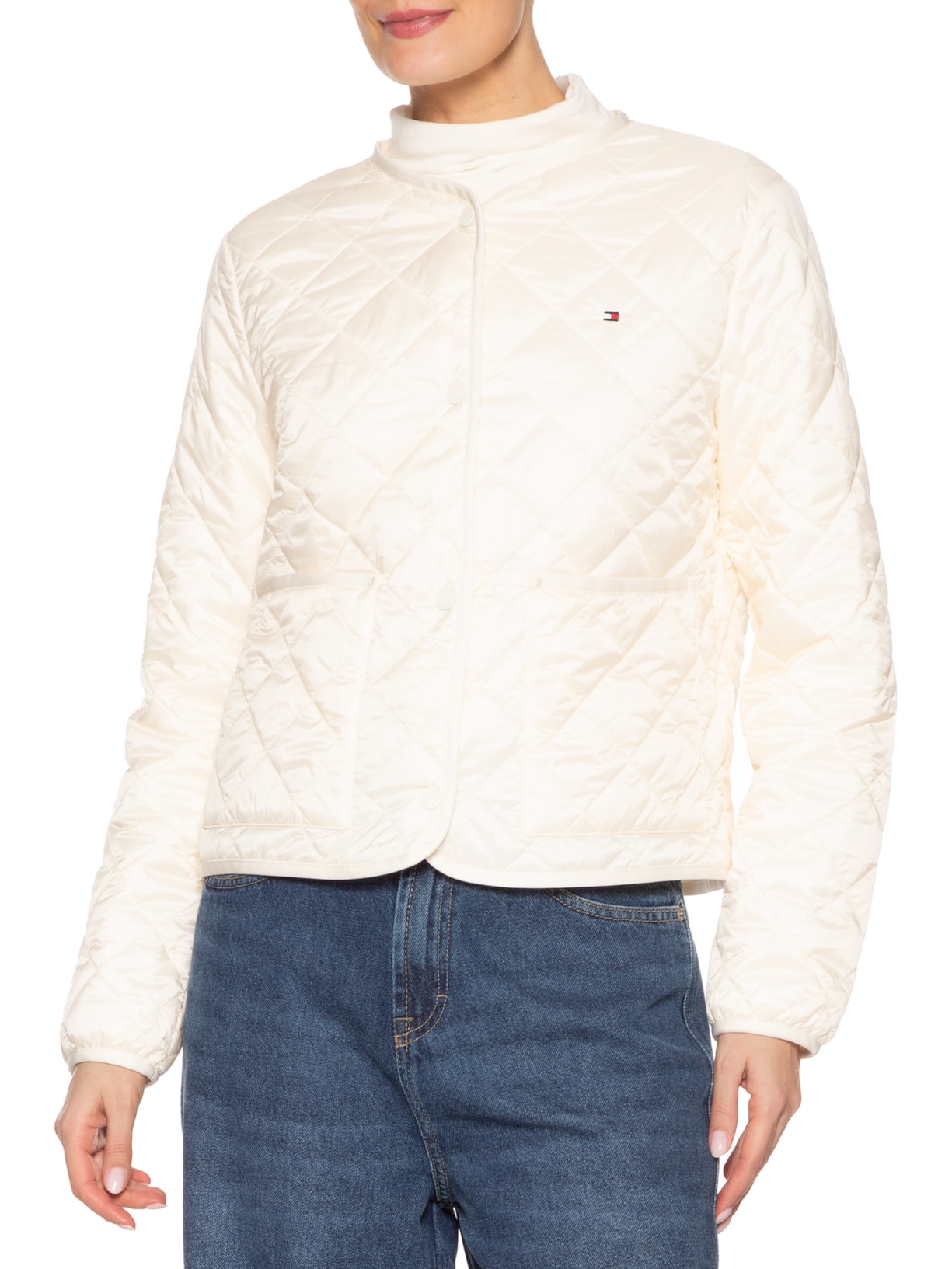 Jaqueta Feminina Padded Quilted Off White Tommy Hilfiger