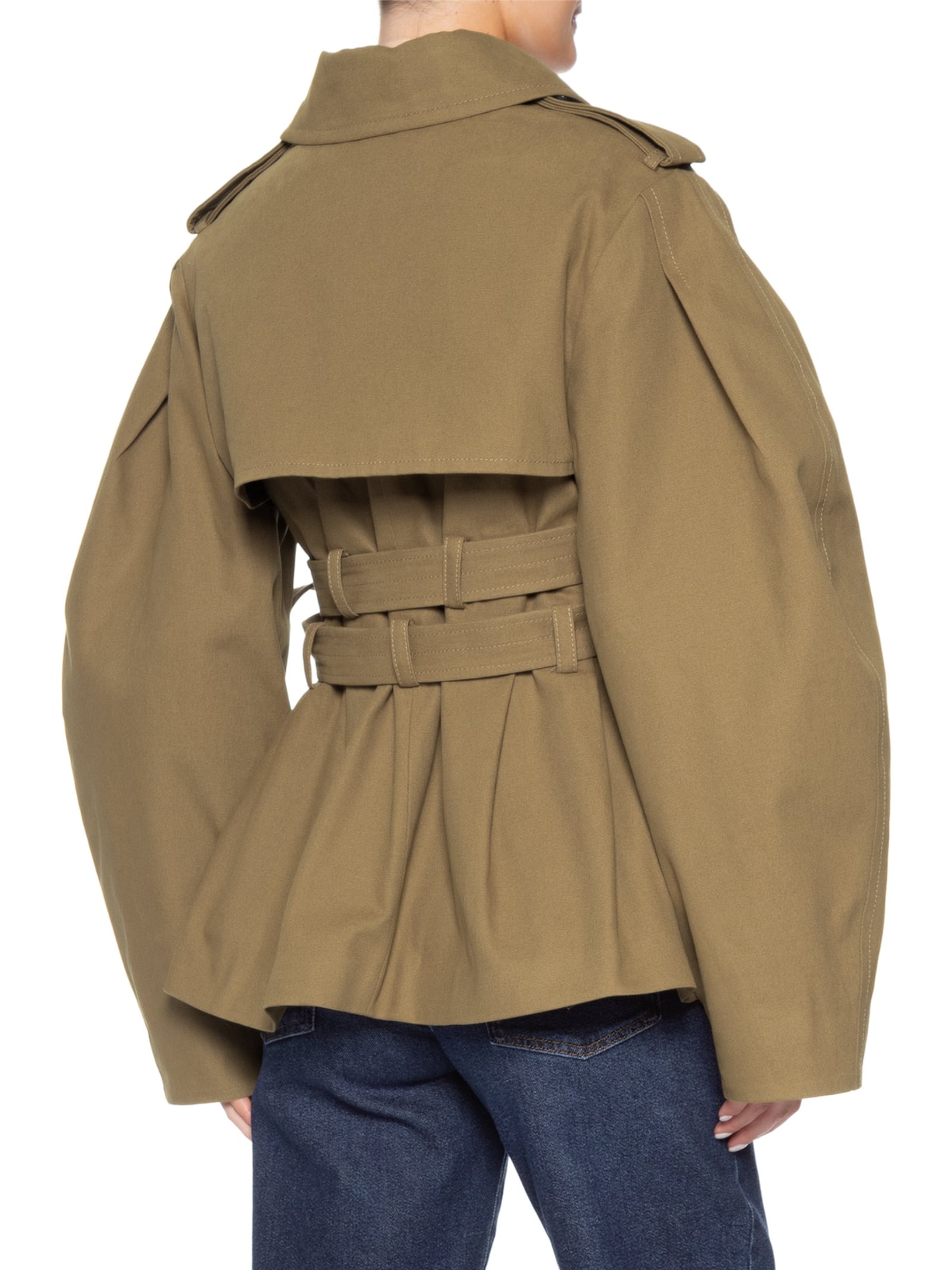 Jaqueta Feminina Peplum Workwear Canvas Short Marrom Ganni