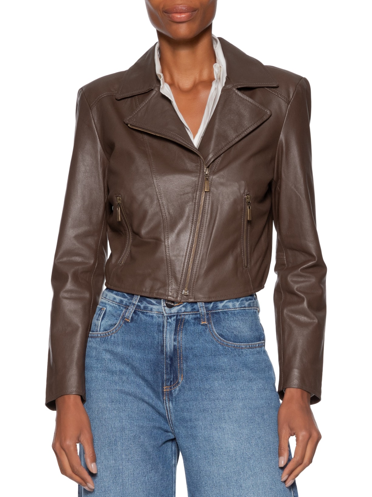 Jaqueta Feminina Perfecto Francis Marrom Studio Kalline