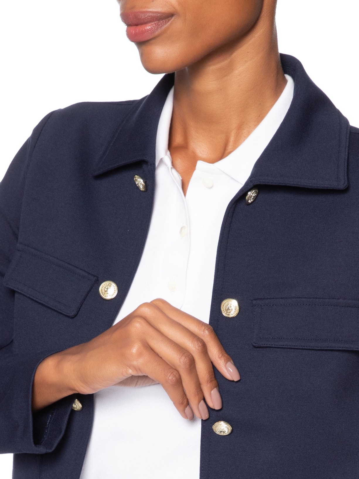 Jaqueta Feminina  Ponte LS Novelty Band – Azul Tommy Hilfiger