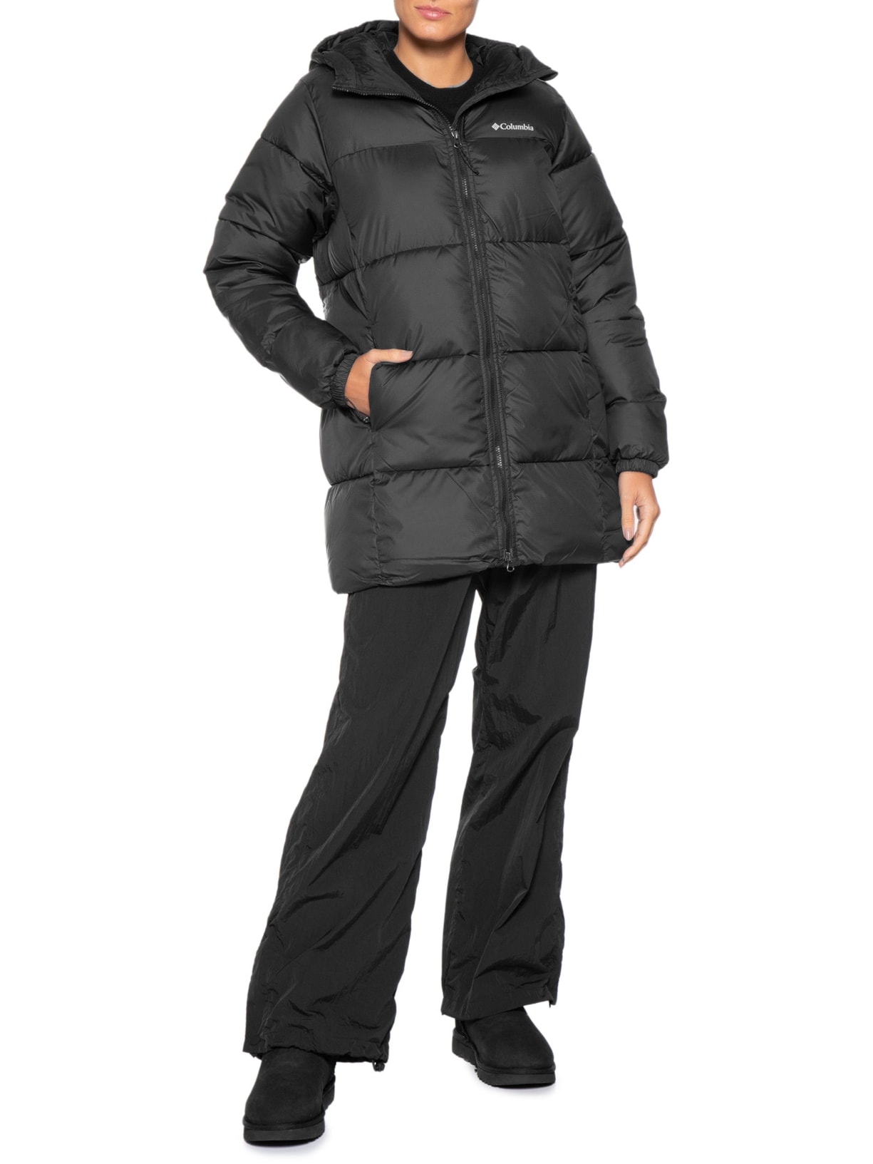 Jaqueta Feminina Puffect II Mid Hooded Preto Columbia